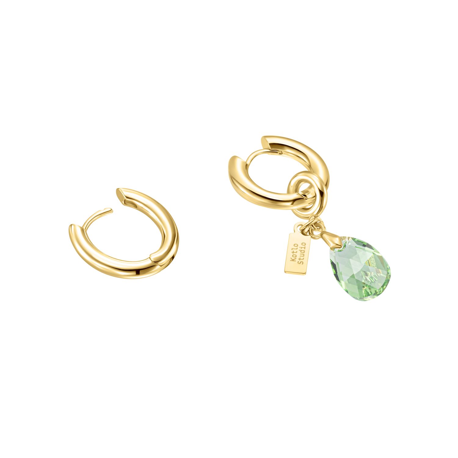 Серьги Drop Gold-Green Earrings