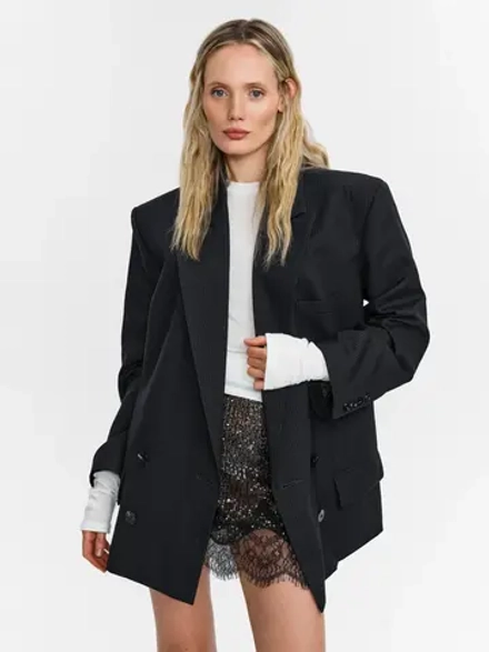 “Striped wool jacket” Двубортный жакет из шерсти.