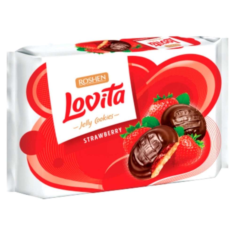 Печенье сдобное Roshen Lovita Jelly Cookies Strawberry Flavour 420 гр