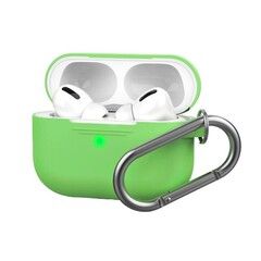 Силиконовый чехол Hang Silicon case LE с карабином для AirPods Pro (Зеленый / green)