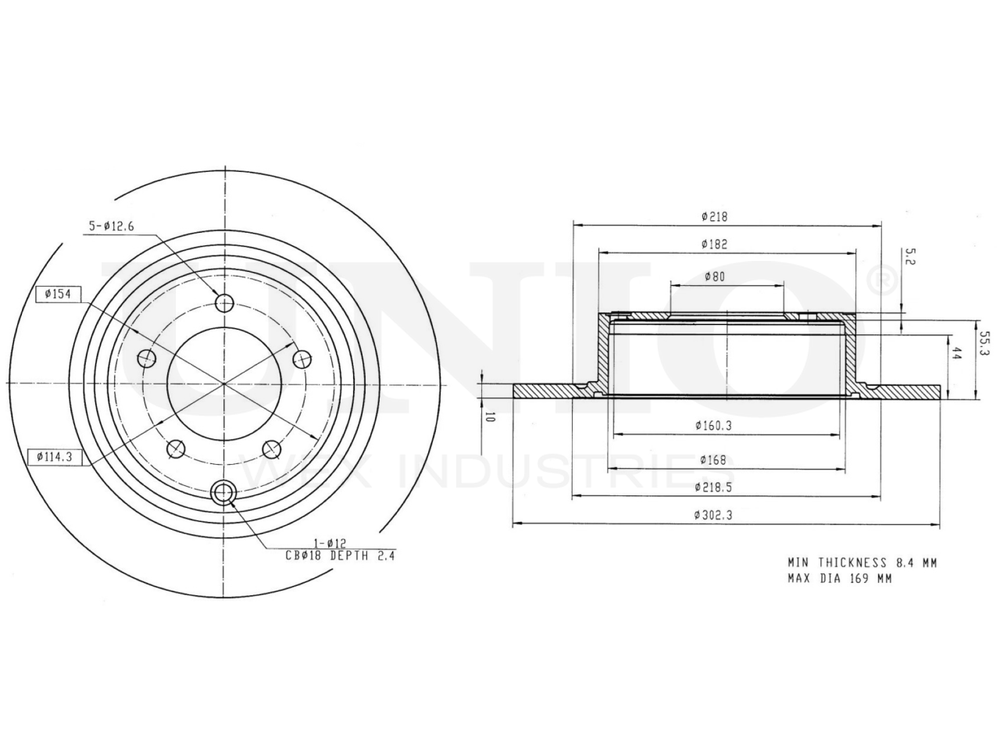 Диск тормозной задний UNIO BRD-20208