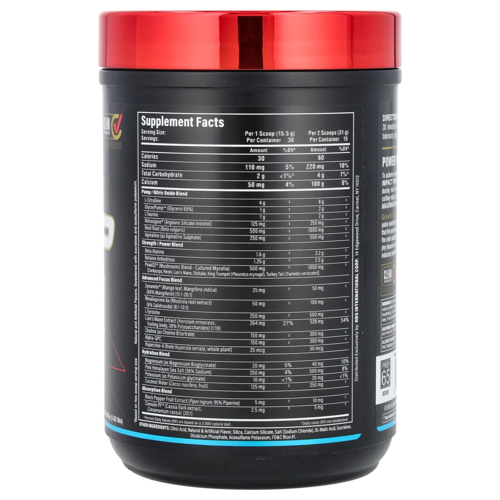 ALLMAX, Impact ™ Pump Xtreme, голубая малина, 465 г (1,02 фунта)