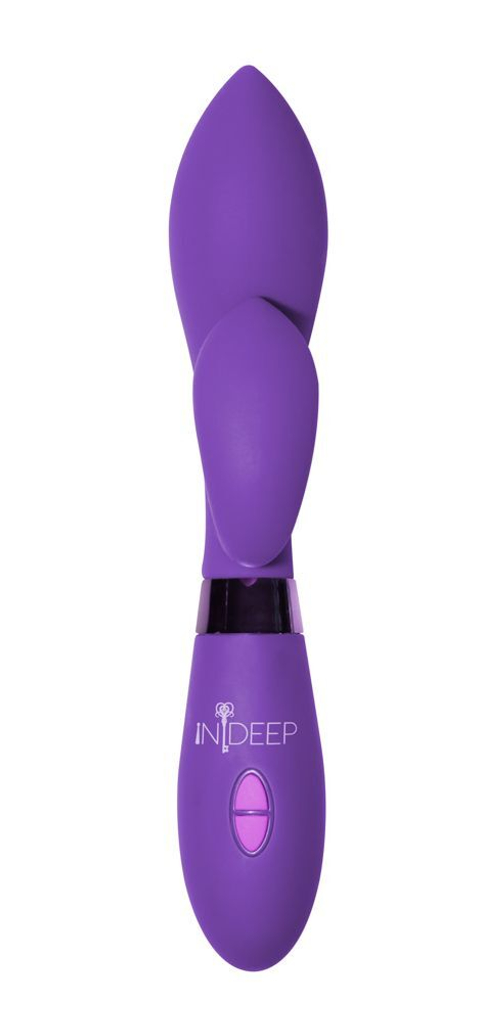Фиолетовый вибратор Gina с клиторальным отростком - 20 см.