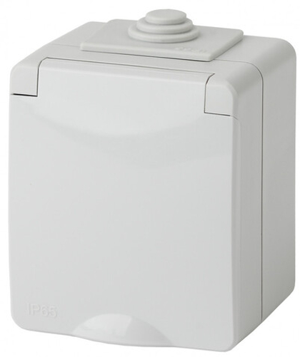 Розетка 1-местная накладная IP65, шторки, 16A-250В, серый Эксперт ЭРА