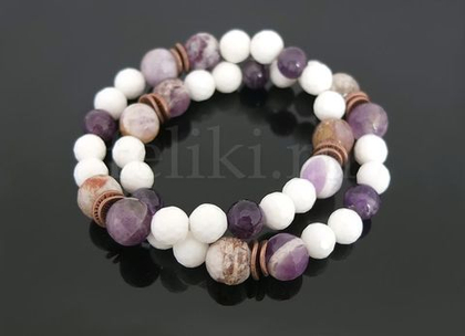 браслет из кахолонга и аметиста (б-1198)