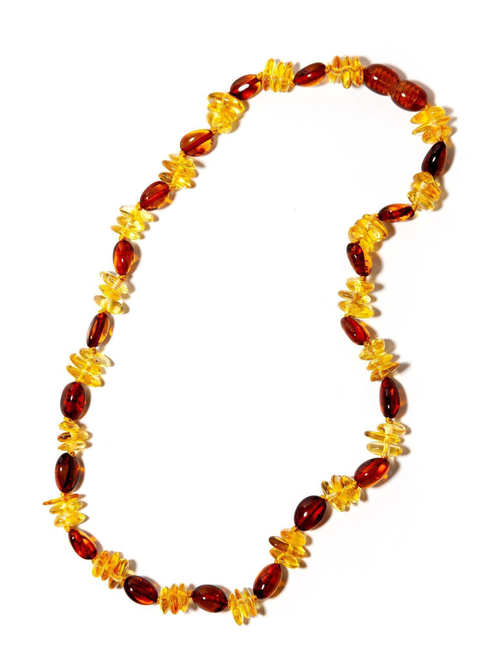 Детские бусы из цельного янтаря, длина 36 см. Бусы для детей из янтаря для девочек и мальчиков