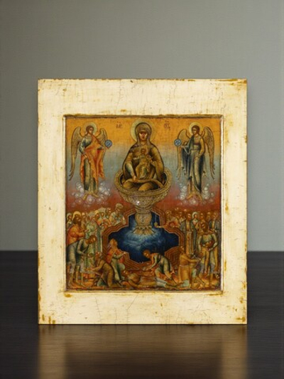 Живоносный Источник икона Божией Матери деревянная на левкасе