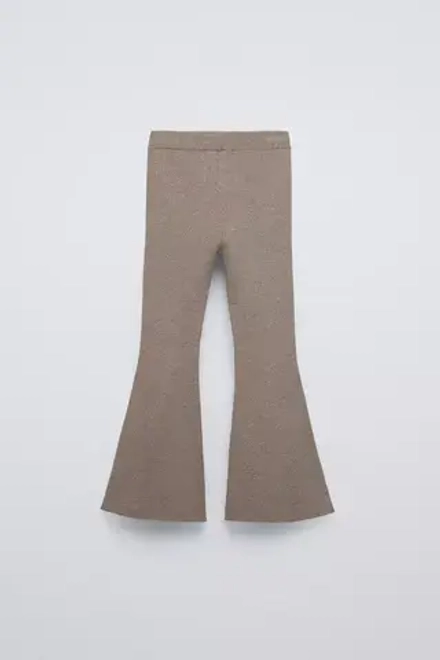 ZARA РАСКЛЕШЕННЫЕ ТРИКОТАЖНЫЕ ЛЕГИНСЫ, РЫЖЕВАТО-КОРИЧНЕВЫЙ