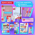 набор канцелярии подарочный BRAUBERG "PASTEL" 18 наименований 63 предмета