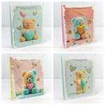 Пакет подарочный 26х32х10см "Мишки" с тиснением (Микс)