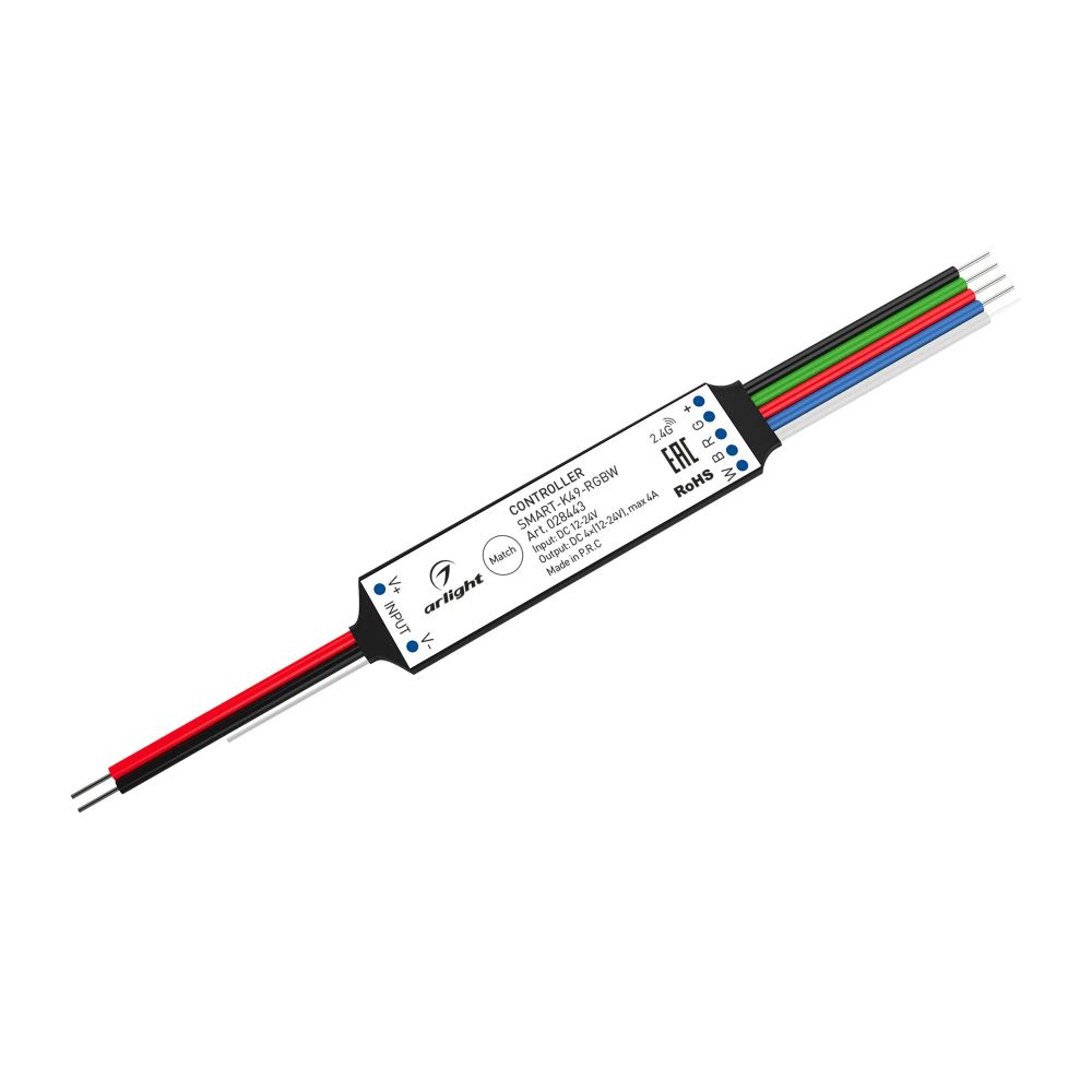 Контроллер SMART-K49-RGBW (12-24V, 4x1A, 2.4G) (Arlight, IP20 Пластик, 5 лет) 028443