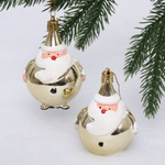 Елочные игрушки "Круглый Дед Мороз" 6см 2шт. Золото