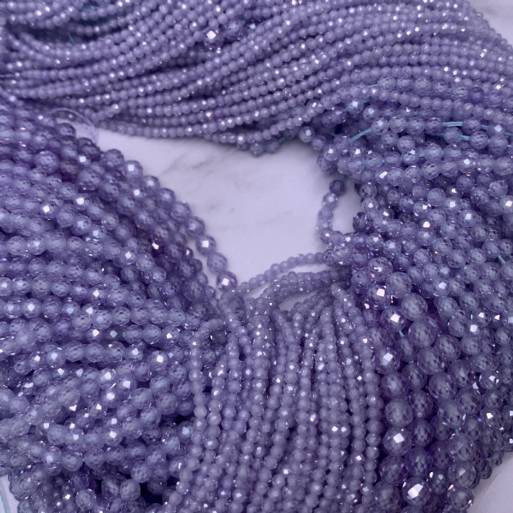 ц4-сс Цирконий светло-сиреневый, шар огранка 4мм, 38см