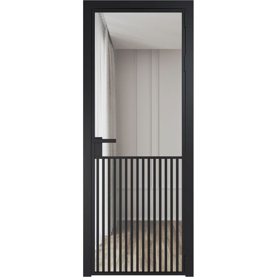 Алюминиевая дверь 15AG чёрная матовая RAL9005 стекло прозрачное