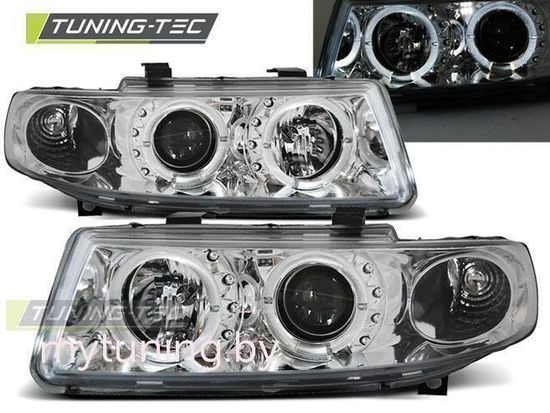 Передние фары Seat Leon 1/Toledo 2 angel eyes chrome