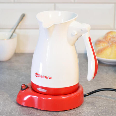 Турка электрическая 0,5л 500Вт SA-6111WR, цвет белый/красный