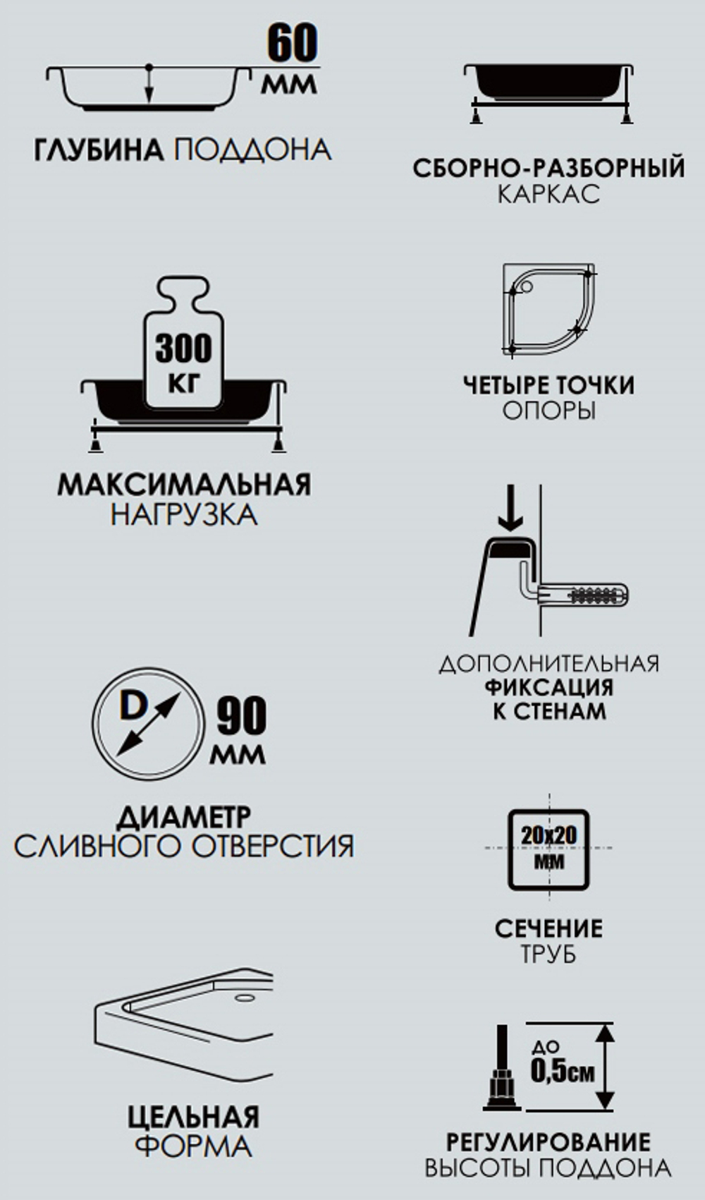 Поддон душевой Melodia Round 80x80x16 угловой MTYRD8080