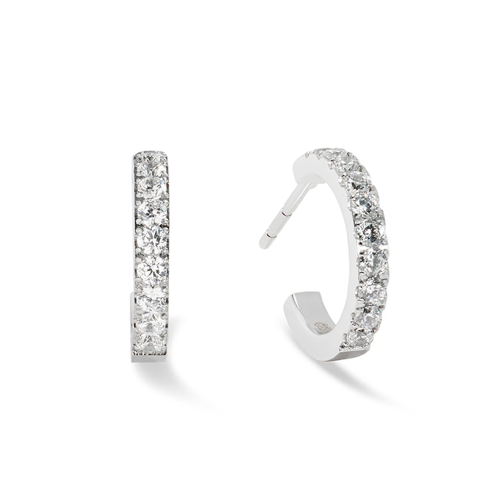 Серьги Coeur de Lion Hoop Crystal-Silver 15мм 0146/23-1817