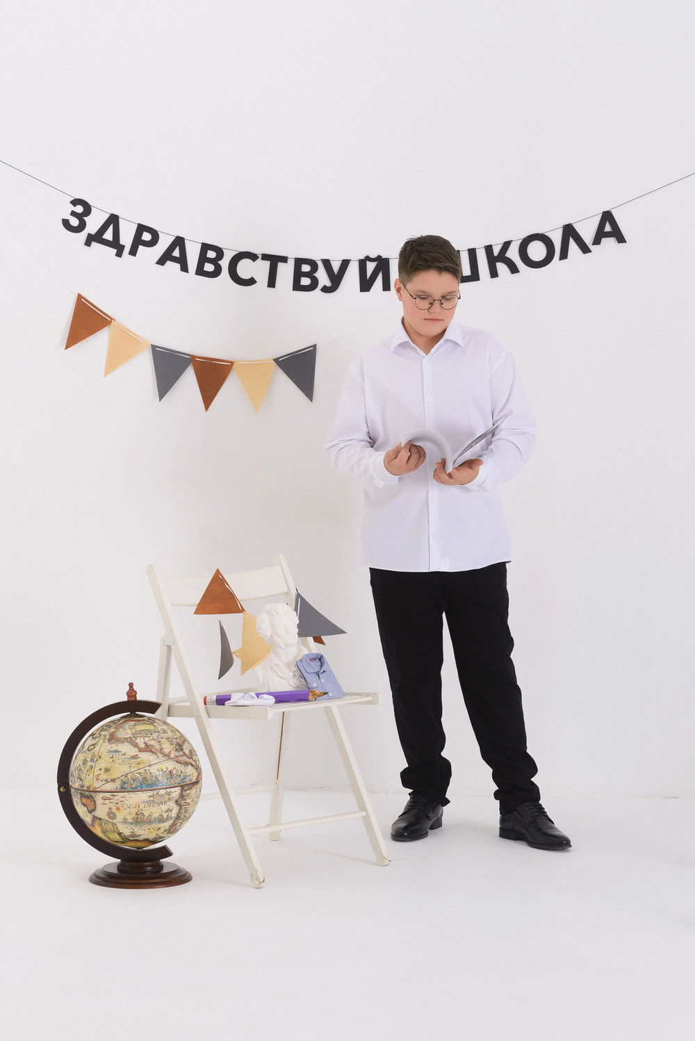 Сорочка детская VESTER длинный рукав, белый жаккард, хлопок/пэ 32314 09