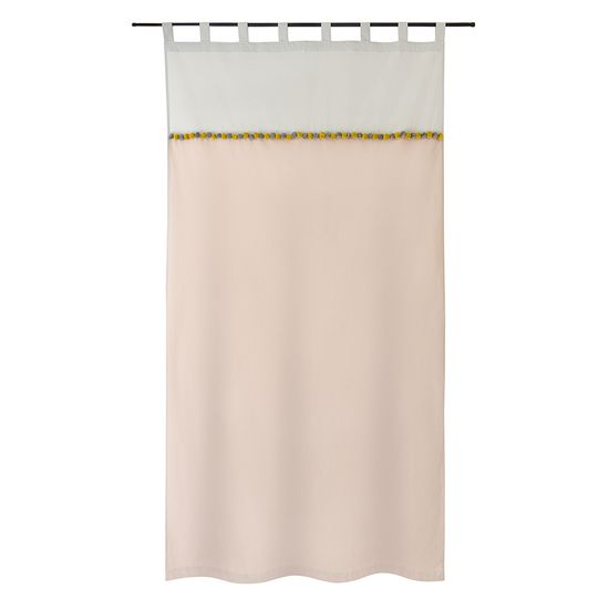 Штора из хлопка с помпонами бежево-серого цвета из коллекции essential, 150х290 см