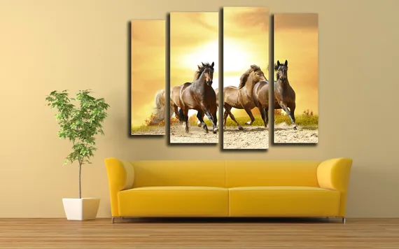 Модульная картина "Табун лошадей"