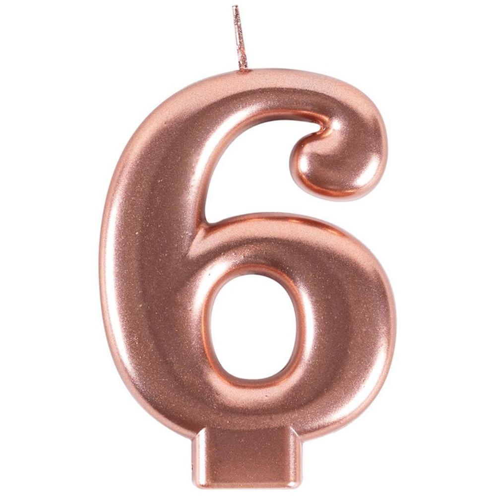 Свечи-цифры "Розовое золото металлик" 8 см (от 0 до 9)