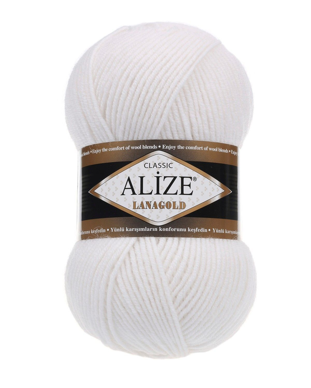 Ланаголд (Lanagold) пряжа Alize 49%шерсть 51%акрил 5х100г/240м 55 БЕЛЫЙ