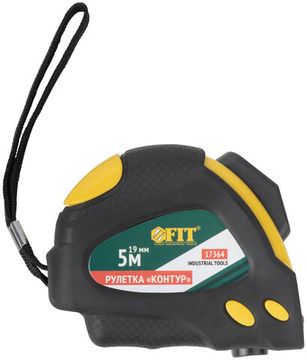 Рулетка "Контур" с автостопом, прорезиненный корпус 5 м x 19 мм