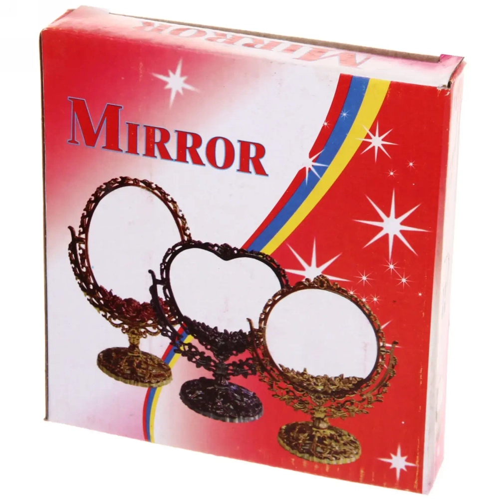 Зеркало настольное в пластиковой оправе «Версаль - Овал», цвет золото, двухстор, под 9,5см, зер 10*14см, выс 18см