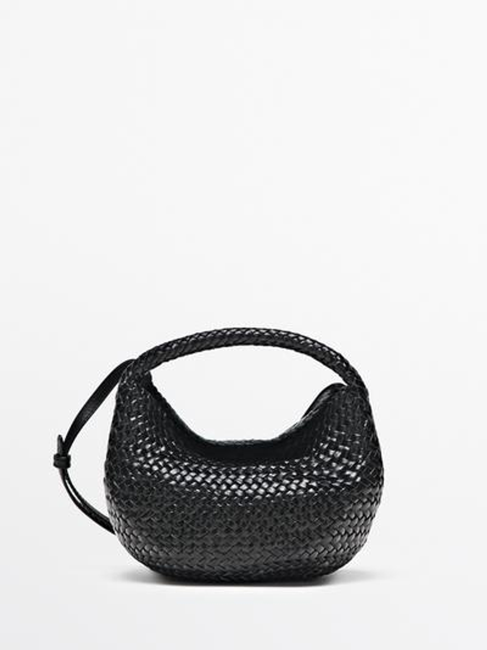 Massimo Dutti Мини-сумока из плетеной кожи наппа, черный