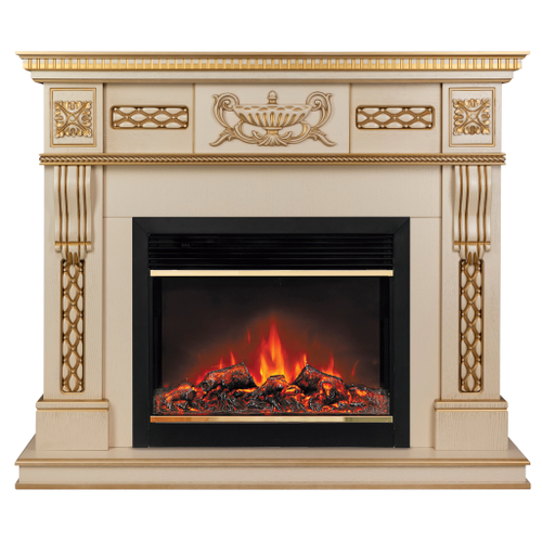 Каминокомплект Real Flame Corsica Lux 25,5/26 WT с очагом Moonblaze Deluxe Brass