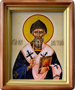 Спиридон Тримифунтский. Рукописная икона холсте.