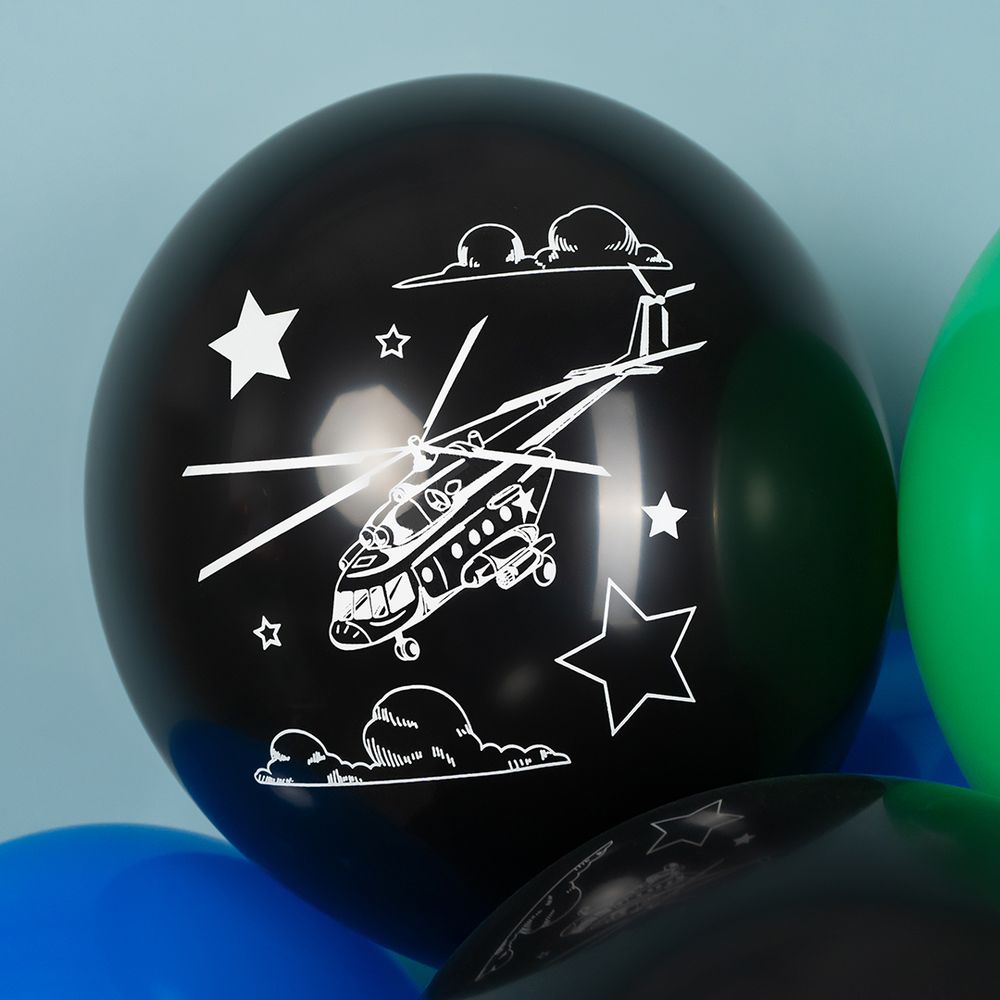 Шар (12''/30 см) Военная техника, Ассорти, пастель, 2 ст, 25 шт.