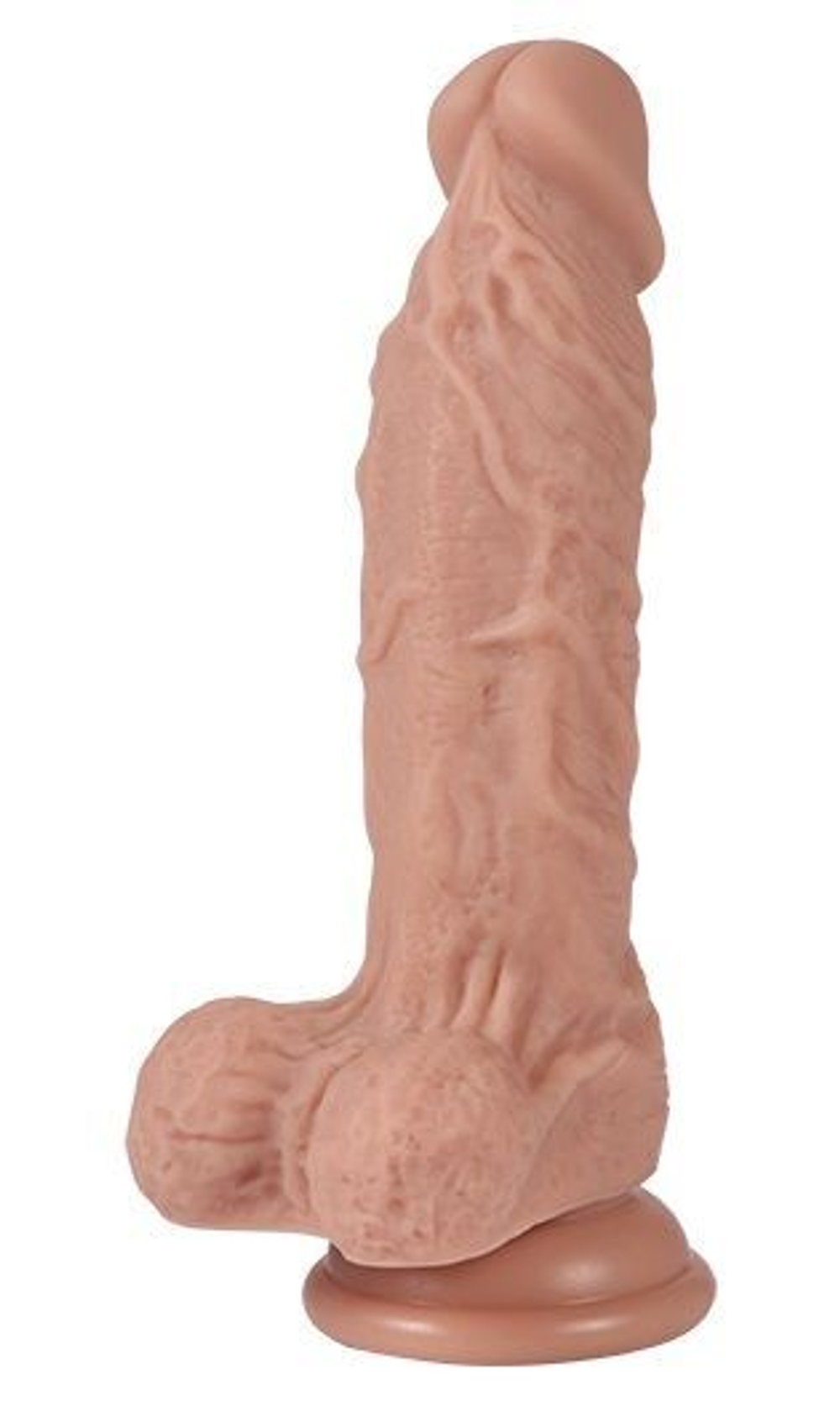 Реалистичный фаллоимитатор REAL с мошонкой на присоске - 19 см. (Цвет: телесный)