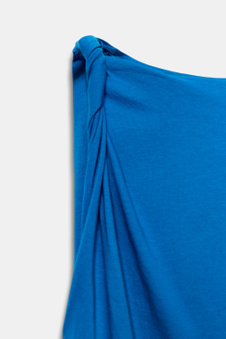 ZARA ФУТБОЛКА С ДРАПИРОВКОЙ БЕЗ РУКАВОВ, СИНИЙ ЭЛЕКТРИК