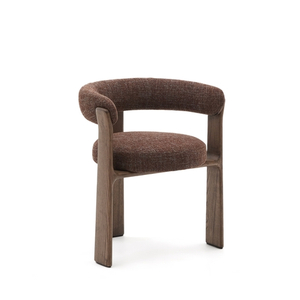 Granite Стул на 3 ножках из коричневого шенилла и массива ясеня в отделке орех