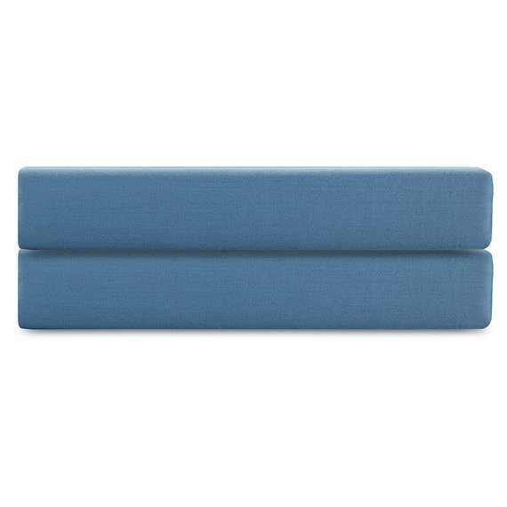 Простыня на резинке из премиального сатина джинсово-синего цвета из коллекции essential,  160х200х30