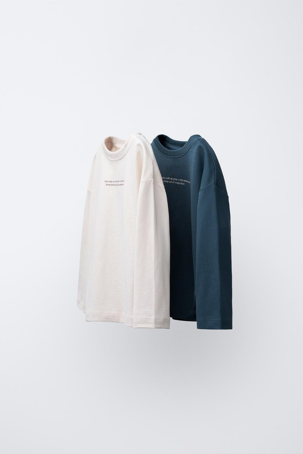 ZARA НАБОР ИЗ ДВУХ ФУТБОЛОК С ДЛИННЫМИ РУКАВАМИ, СИНИЙ