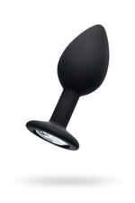 Черная анальная втулка с прозрачным стразом - 7,2 см. (Цвет: черный)