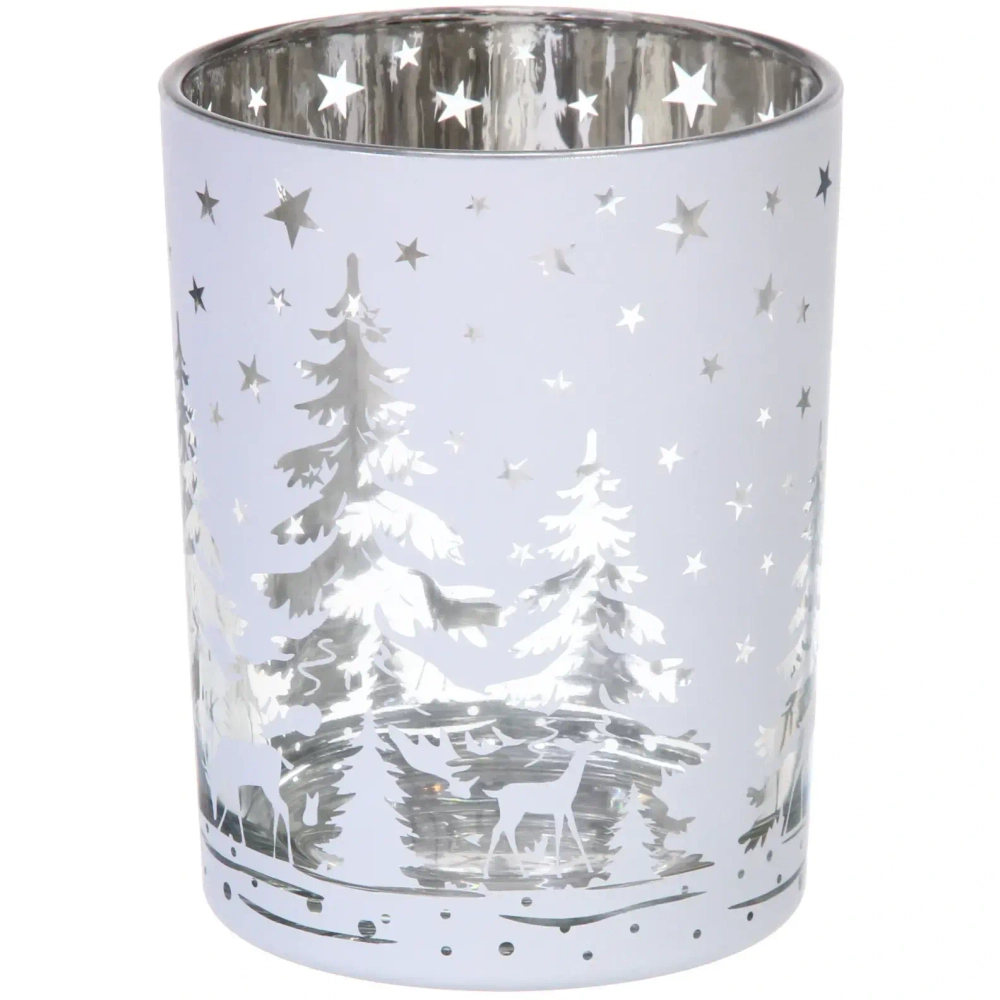 Подсвечник «Снежный лес» 10*12,5 см, Белый