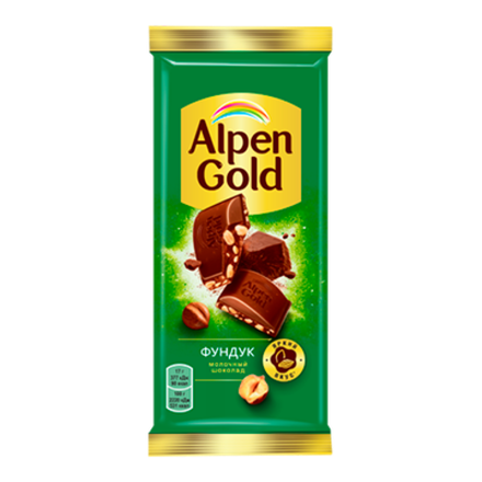 Шоколад молочный с дробленым фундуком Alpen Gold 85г
