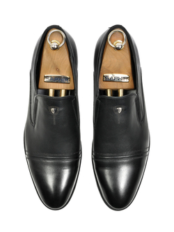 Мужские кожаные туфли Vorsh, полуброги без шнурков, V5090 черные