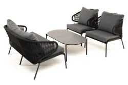 "Милан" лаунж-зона 4-местная плетеная из роупа (веревки), каркас алюминиевый темно-серый, роуп темно-серый