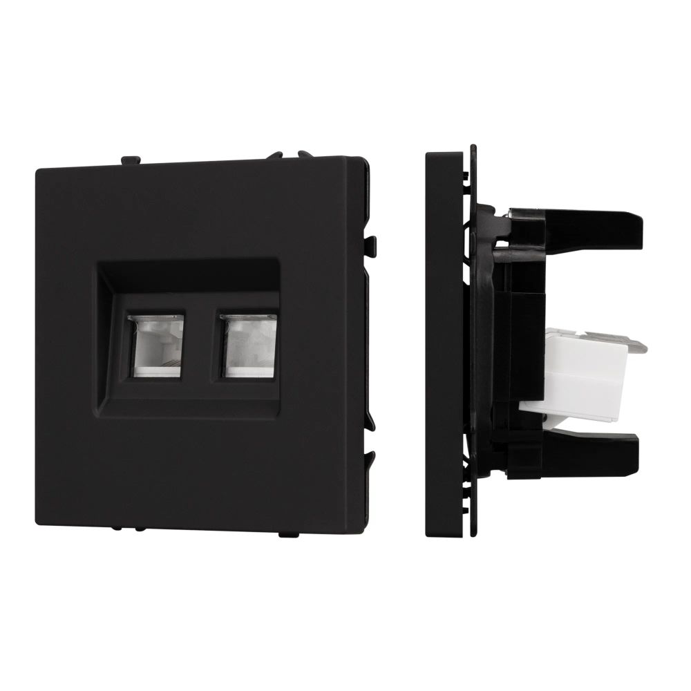 Механизм сдвоенной телефонной розетки SCT-NOBE-MTL2-SFPL-BK (RJ-11, 4C) (Arlight, Черный оникс) 054309