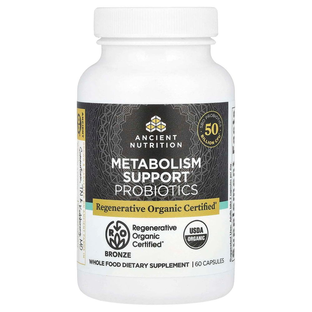 Ancient Nutrition, Пробиотики для поддержки метаболизма, 60 капсул