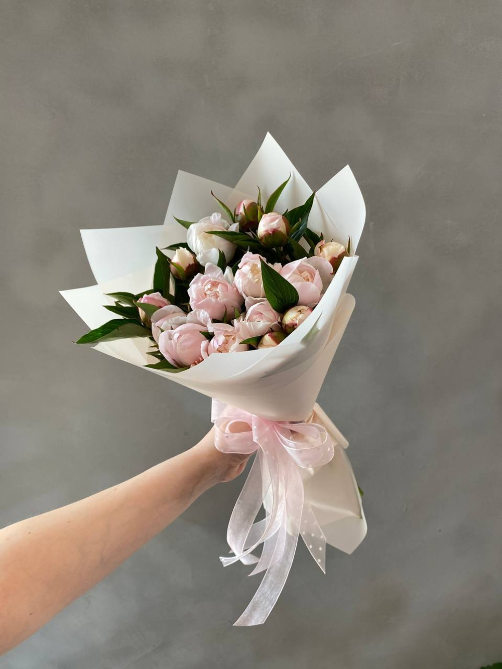 15 нежно розовых пионов