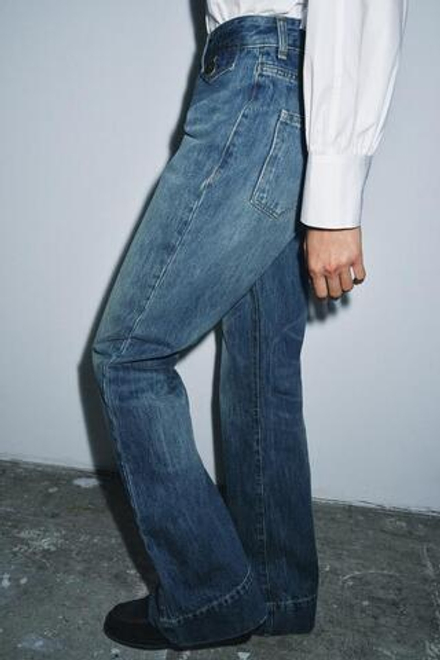 ZARA ДЖИНСЫ FLARE С ВЫСОКОЙ ПОСАДКОЙ — ZW COLLECTION, СИНИЙ