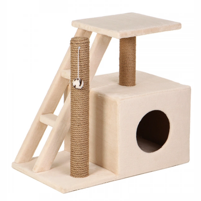 Когтеточка домосед (дом, лестница, площадка) джут 60х35х56 ø7 rich breed кд-27 серый
