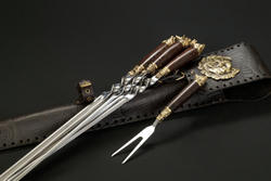 Набор шампуров "Звери Лесные" в чехле из натуральной кожи