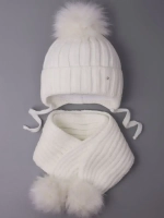 Шапка детская зимняя с помпоном и шарф